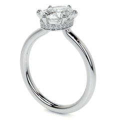 Oval 6-Prong Hidden Halo Moissanite Engagement Ring