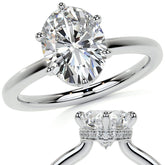 Oval 6-Prong Hidden Halo Moissanite Engagement Ring