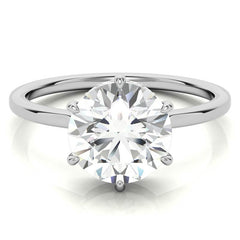 Round 6-Prong Hidden Halo H&A Moissanite Engagement Ring