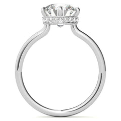 Round 6-Prong Hidden Halo H&A Moissanite Engagement Ring