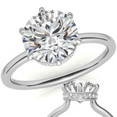 Round 6-Prong Hidden Halo H&A Moissanite Engagement Ring
