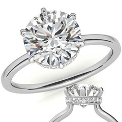 Round 6-Prong Hidden Halo H&A Moissanite Engagement Ring