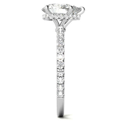 Diamond Collar Pear Moissanite Engagement Ring