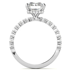 Emerald / Radiant Moissanite and Diamond Collar Engagement Ring