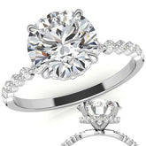 Round Brilliant Moissanite & Diamond Collar Engagement Ring