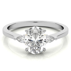 Oval Moissanite & Diamond Pear 3-Stone Engagement Ring