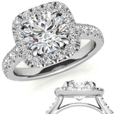 Round Brilliant Moissanite with Cushion Halo Engagement Ring