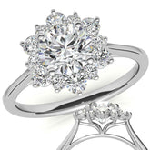Round Brilliant Moissanite Snowflake Halo Engagement Ring