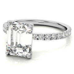 Emerald / Radiant Moissanite Diamond Pave Basket Engagement Ring
