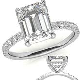Emerald / Radiant Moissanite Diamond Pave Basket Engagement Ring