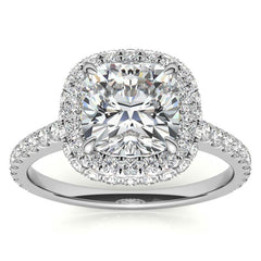 Cushion Moissanite Double Halo Engagement Ring