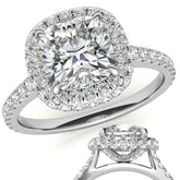 Cushion Moissanite Double Halo Engagement Ring