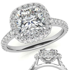 Cushion Moissanite Double Halo Engagement Ring