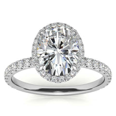 Oval Moissanite Halo Engagement Ring