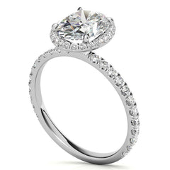 Oval Moissanite Halo Engagement Ring