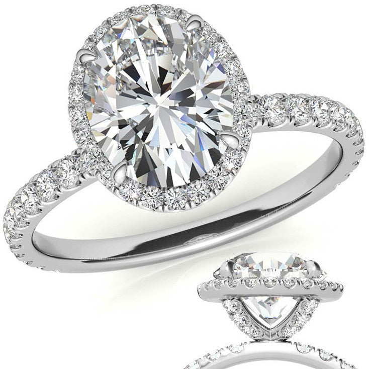 Oval Moissanite Halo Engagement Ring