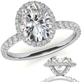 Oval Moissanite Halo Engagement Ring