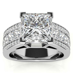Wide Princess Moissanite Engagement Ring