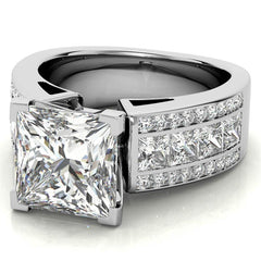 Wide Princess Moissanite Engagement Ring