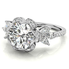 6-Prong Floral Round H&A Moissanite Engagement Ring
