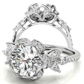 6-Prong Floral Round H&A Moissanite Engagement Ring