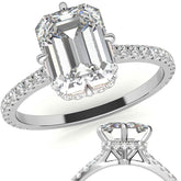 NESW-Oriented Emerald / Radiant Moissanite Engagement Ring