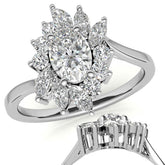Oval Engagement Ring with Marquise & Round Halo