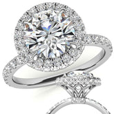 Round Brilliant Encircled Halo Moissanite Engagement Ring