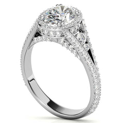 Oval Moissanite Split Shank Halo Engagement Ring
