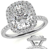 Rectangular Cushion Moissanite Halo Engagement Ring