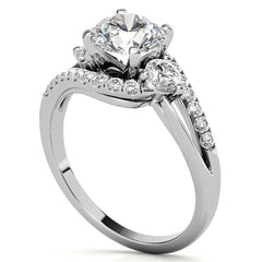 Round Brilliant Moissanite Split Shank Bypass Engagement Ring