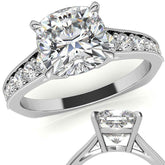 Cushion Moissanite Tapered Engagement Ring with Euro Shank