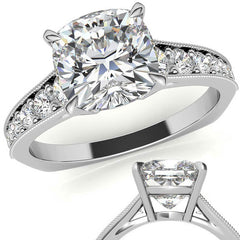 Cushion Moissanite Tapered Engagement Ring with Euro Shank