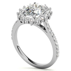 Oval Moissanite Halo Cathedral Engagement Ring
