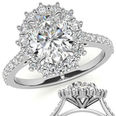 Oval Moissanite Halo Cathedral Engagement Ring