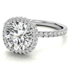 Round Encircled Moissanite Halo Engagement Ring