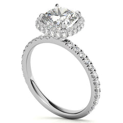Cushion Encircled Moissanite Halo Engagement Ring