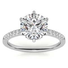 Round Brilliant Moissanite Floral Engagement Ring