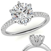 Round Brilliant Moissanite Floral Engagement Ring