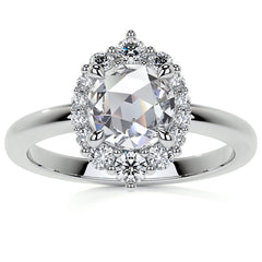 Rose Cut Graduated Halo Moissanite Engagement Ring