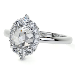 Rose Cut Graduated Halo Moissanite Engagement Ring