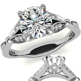 Round Floral Inspired Moissanite Engagement Ring