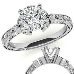 Round Brilliant Moissanite Antique Celtic Knot Engagement Ring