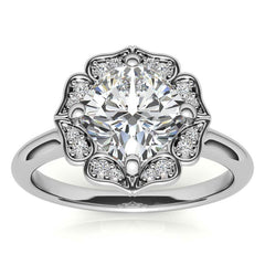 Cushion Halo Engagement Ring with Plain Band