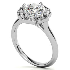 Cushion Halo Engagement Ring with Plain Band