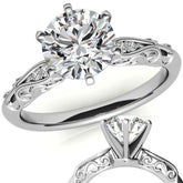 Antique Style Scroll Moissanite Engagement Ring