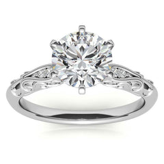 Antique Style Scroll Moissanite Engagement Ring