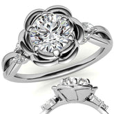 6-Prong Floral Split Shank Moissanite Engagement Ring