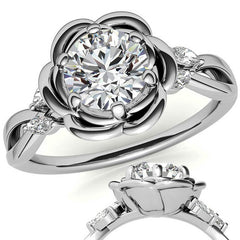 6-Prong Floral Split Shank Moissanite Engagement Ring