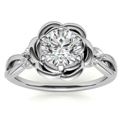 6-Prong Floral Split Shank Moissanite Engagement Ring